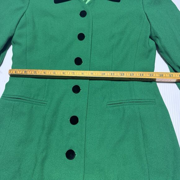 Kasper ASL Vintage Green Blazer Coat Dress Size 8 Velour Collar & Cuffs NWT - Picture 12 of 15